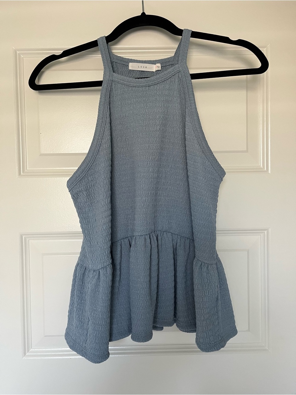 *NWOT* Light Blue Textured Peplum Tank Top